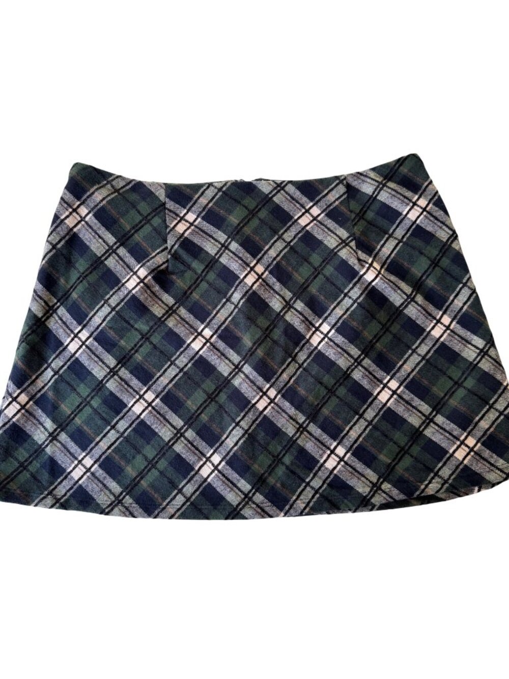 Arula Womens Tartan Plaid Mini Skirt Green 0X Cotton Blend New